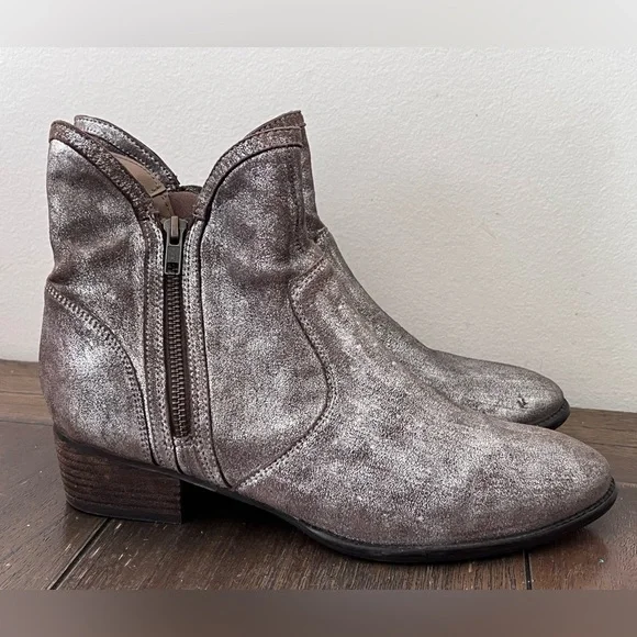 Seychelles Lucky Penny Metallic Pewter Boots Booties Womens size 10 - Picture 7 of 9